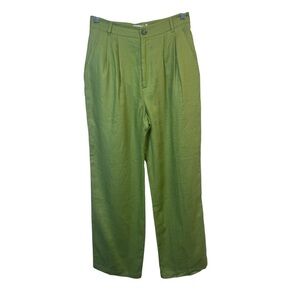 Reformation Mason Linen Pant Avocado Green Size 4P NWT
